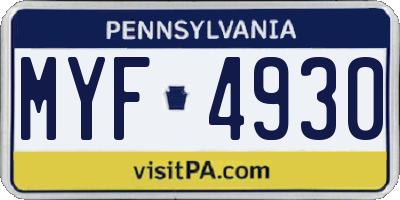 PA license plate MYF4930
