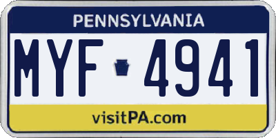 PA license plate MYF4941
