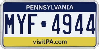 PA license plate MYF4944