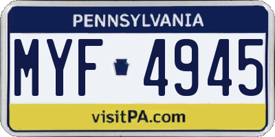 PA license plate MYF4945