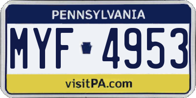 PA license plate MYF4953