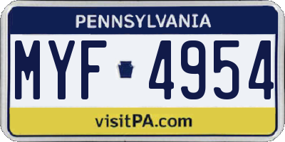 PA license plate MYF4954