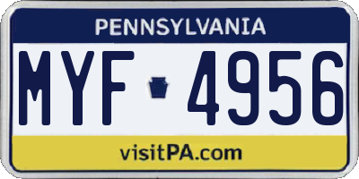 PA license plate MYF4956