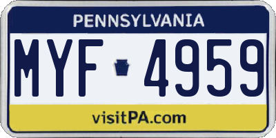 PA license plate MYF4959