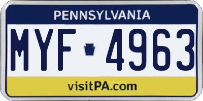 PA license plate MYF4963