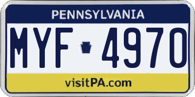 PA license plate MYF4970