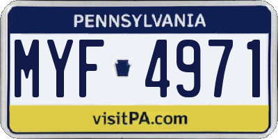 PA license plate MYF4971