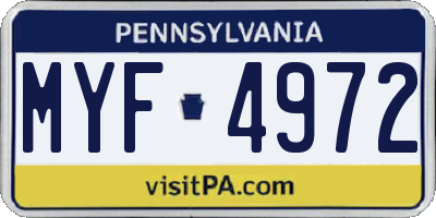 PA license plate MYF4972