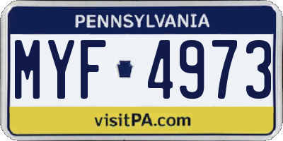 PA license plate MYF4973
