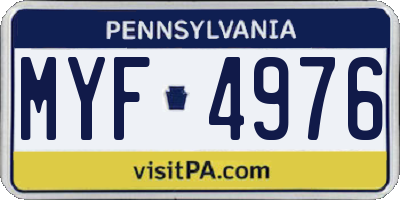 PA license plate MYF4976