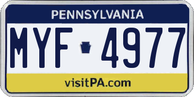PA license plate MYF4977