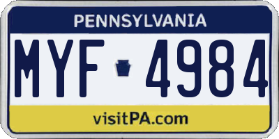 PA license plate MYF4984