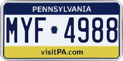 PA license plate MYF4988