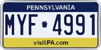 PA license plate MYF4991