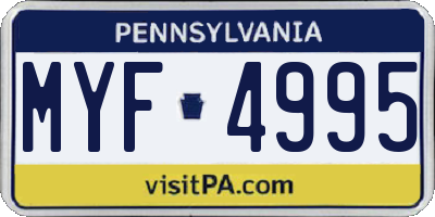 PA license plate MYF4995