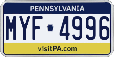PA license plate MYF4996