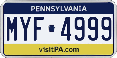 PA license plate MYF4999