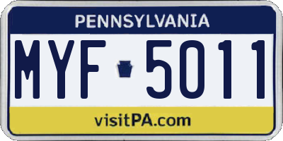 PA license plate MYF5011