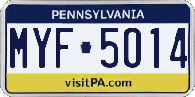 PA license plate MYF5014