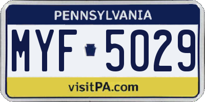 PA license plate MYF5029