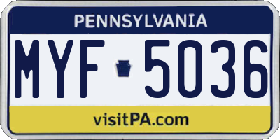 PA license plate MYF5036