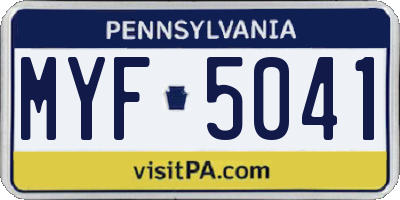 PA license plate MYF5041