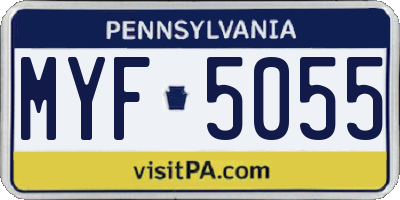 PA license plate MYF5055