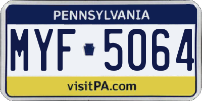 PA license plate MYF5064