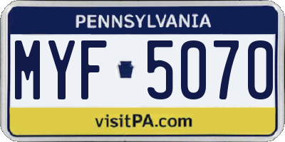 PA license plate MYF5070