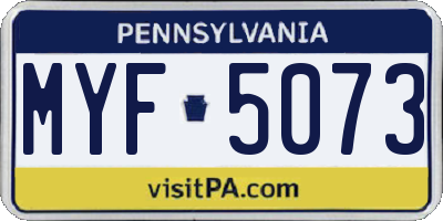 PA license plate MYF5073