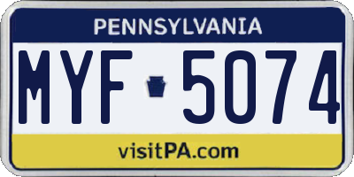 PA license plate MYF5074