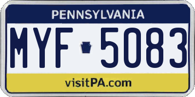 PA license plate MYF5083