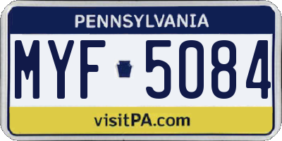 PA license plate MYF5084