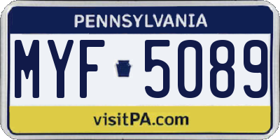 PA license plate MYF5089