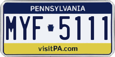 PA license plate MYF5111