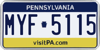 PA license plate MYF5115