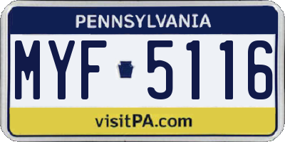 PA license plate MYF5116