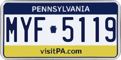 PA license plate MYF5119