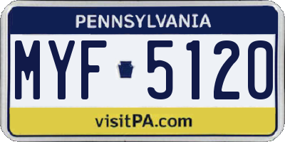 PA license plate MYF5120