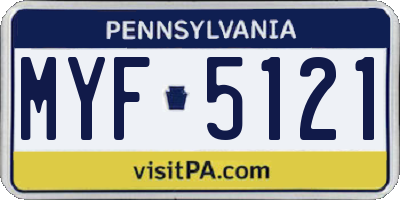 PA license plate MYF5121