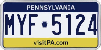 PA license plate MYF5124