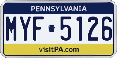 PA license plate MYF5126