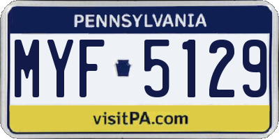 PA license plate MYF5129