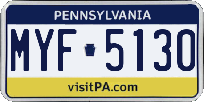 PA license plate MYF5130