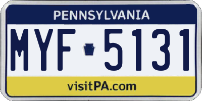 PA license plate MYF5131