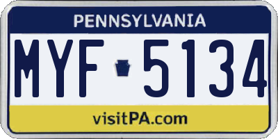 PA license plate MYF5134