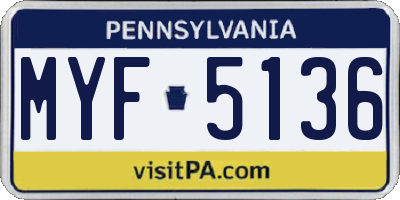 PA license plate MYF5136