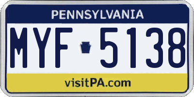 PA license plate MYF5138