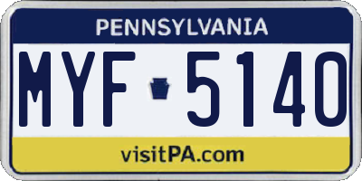 PA license plate MYF5140