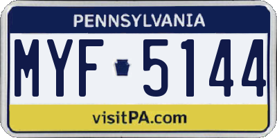 PA license plate MYF5144